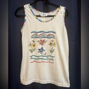 White Stag Floral Pink Blue Yellow Green Sleeveless Tank Top Women’s Size S/M